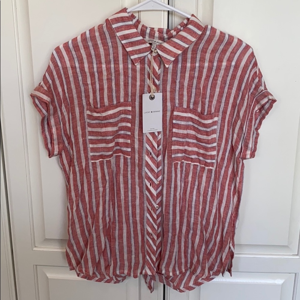 New lucky brand red white and blue shirt